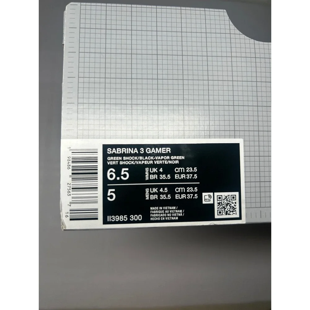 Nike Sabrina 3 Gamer Green Shock Size 6.5 II3985 300 New/No‎ Lid